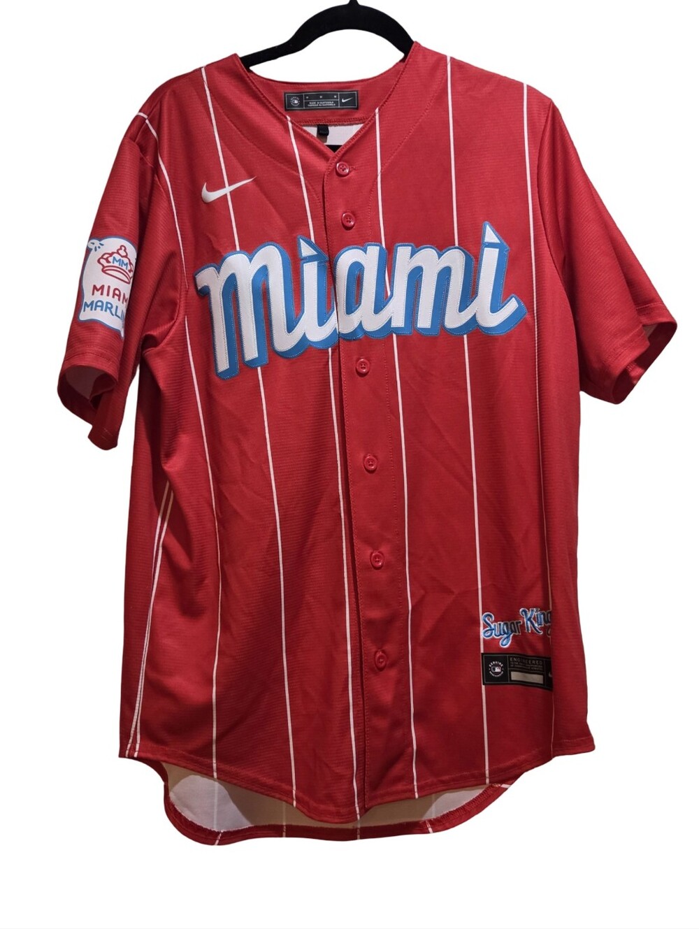 Nike Miami Marlins City Connect Baseball Red Jersey Sugar Kings Men's Medium GUC